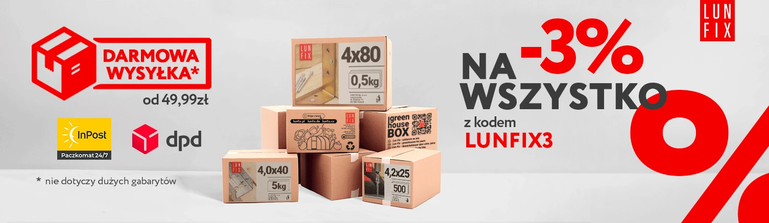 -3% na cały asortyment + darmowa dostawa od 49,99zł! Lun Fix