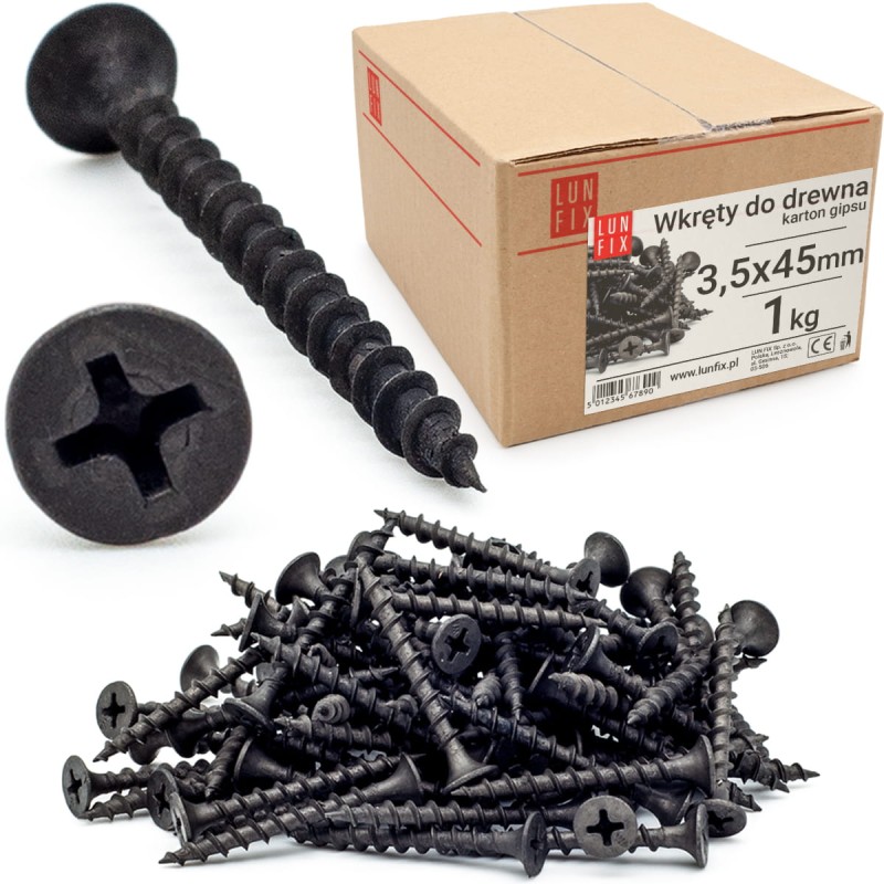 Wkręty do płyt gipsowych g-k 3,5x45 do drewna KGD 1kg