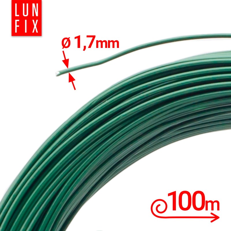 Drut naciągowy do siatki ocynk zielony PCV d/1,7mm 100m