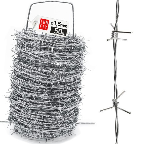 Drut kolczasty w rolce 50m fi 1,5mm dwużyłowy