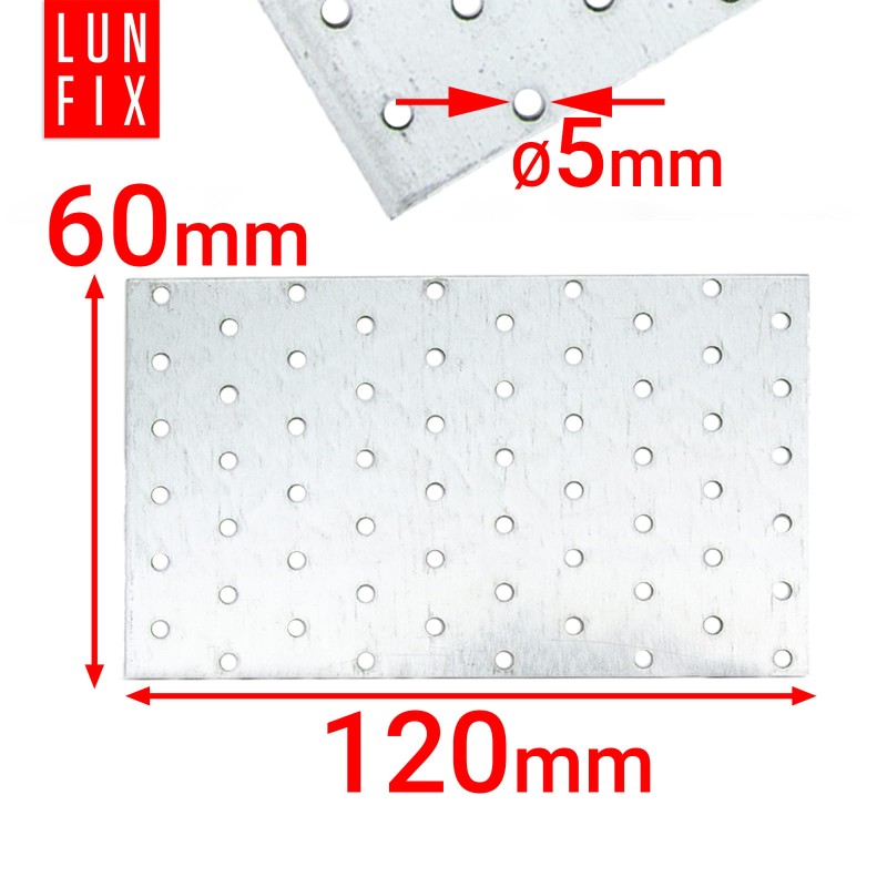 Płytka perforowana 120x60x2 PP6 łącznik ciesielski płaski 1szt.