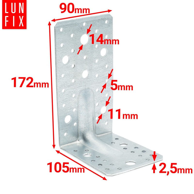 Kątownik z przetłoczeniem KP6 172x105x90x2,5 1szt.