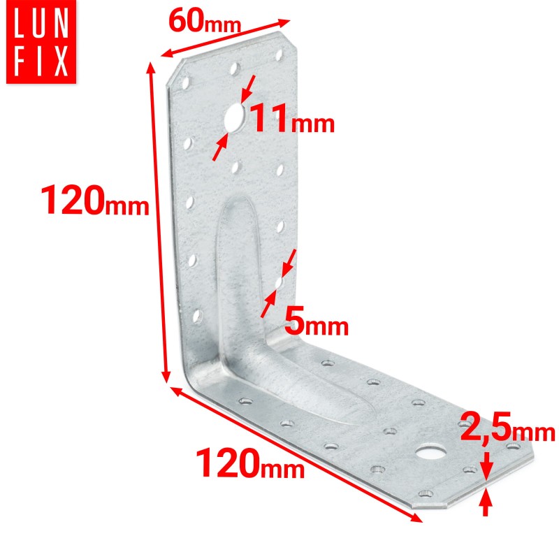 Kątownik z przetłoczeniem KP12 120x120x60x2,5 10szt.