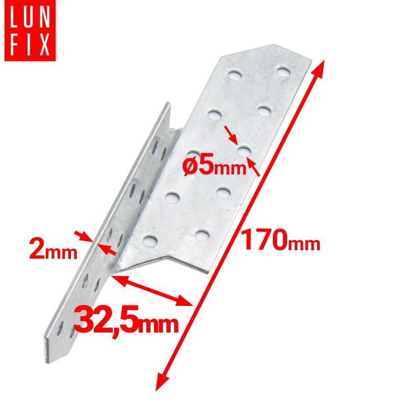 Łącznik krokwiowy LK1 ciesielski 170x32,5 mm LEWY 1szt.