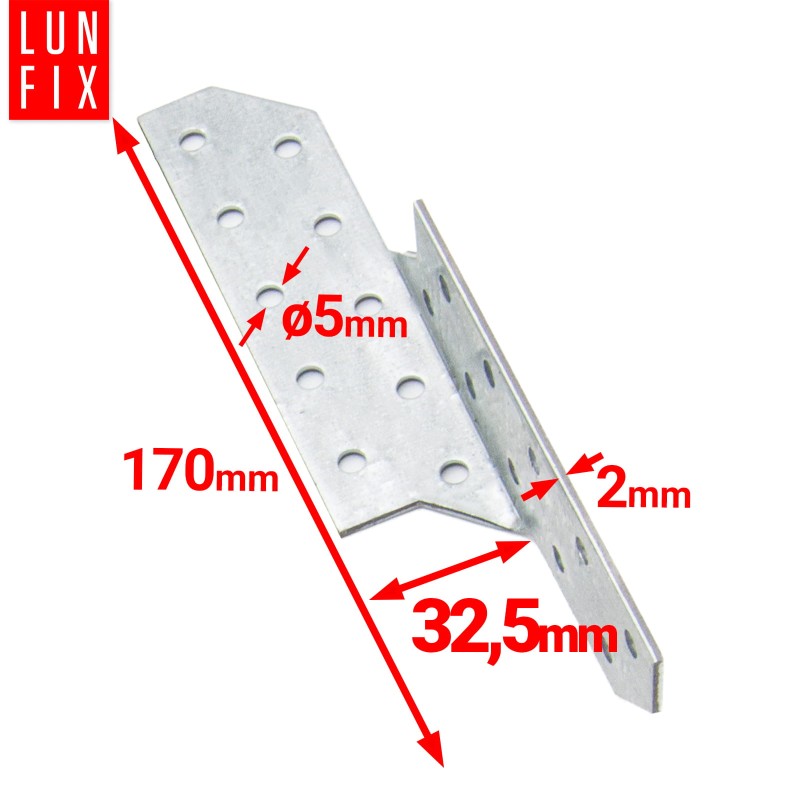 Łącznik krokwiowy LK2 ciesielski 170x32,5 mm PRAWY 1szt.
