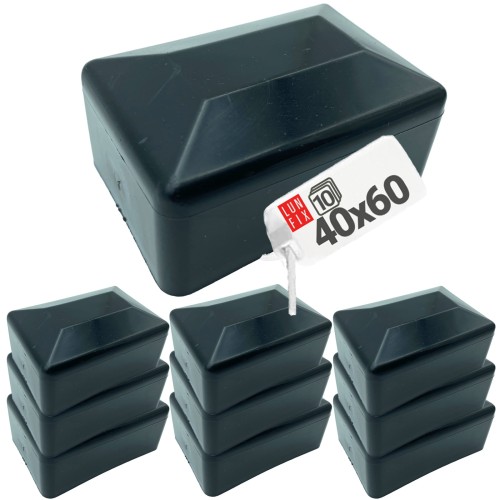 Nasadka na słupek 40x60 mm czarna daszek 10szt.