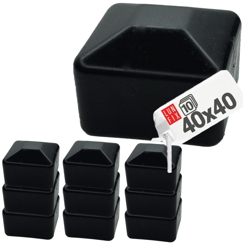 Nasadka na słupek 40x40 mm czarna daszek 10szt.