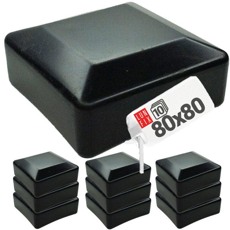 Nasadka na słupek 80x80 mm czarna daszek 10szt.