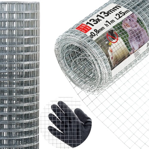 Siatka przeciw gryzoniom 100cm 13x13 fi 0,8mm zgrzewana ocynkowana 25mb
