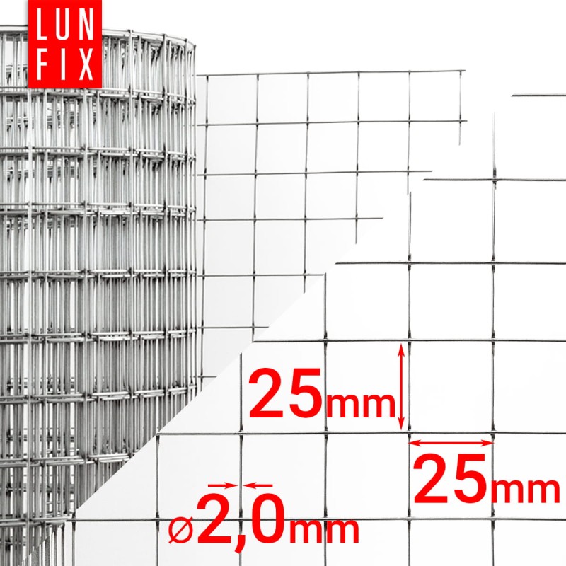 Siatka hodowlana 100cm 25x25 fi 2mm zgrzewana ocynkowana 25mb