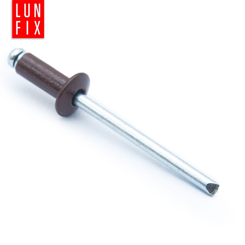 Nity zrywalne 4x8mm aluminiowo-stalowe BRĄZ RAL8017 100szt.