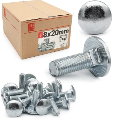 Śruby zamkowe M8x20mm ocynkowane łeb grzybkowy 1kg