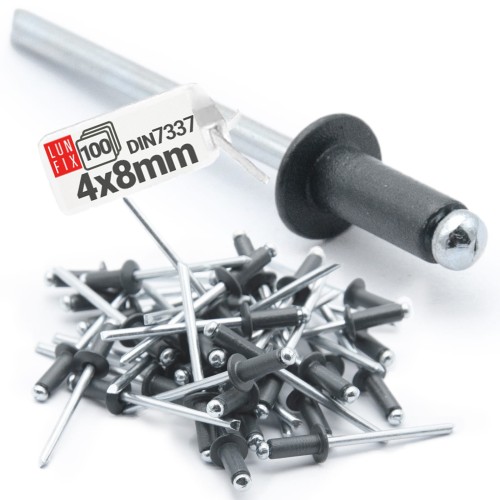 Nity zrywalne 4x8mm aluminiowo-stalowe ANTRACYT RAL7016 100szt.