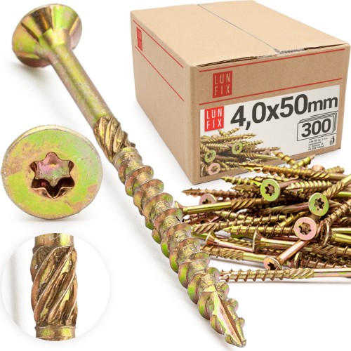 Wkręty ciesielskie stożkowe 4x50 do drewna KMWHT 300szt.