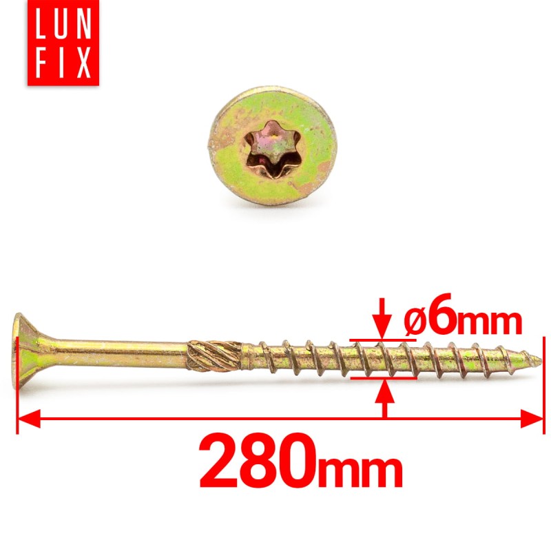 Wkręty ciesielskie stożkowe 6x280 do drewna KMWHT 100szt.