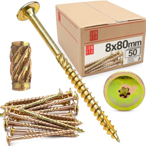 Wkręty ciesielskie talerzowe 8x80 do drewna WKCP 50szt.