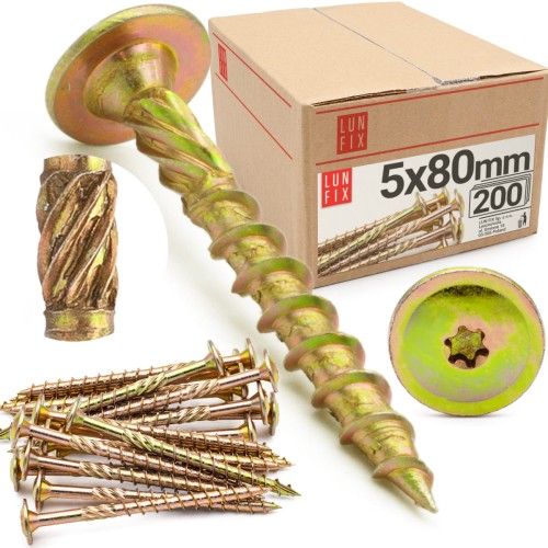 Wkręty ciesielskie talerzowe 5x80 do drewna WKCP 200szt.