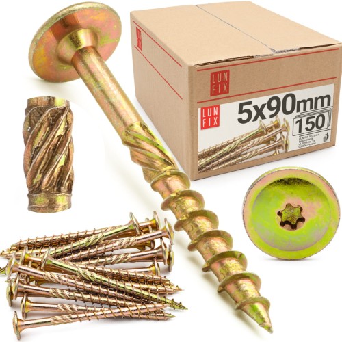 Wkręty ciesielskie talerzowe 5x90 do drewna WKCP 150szt.