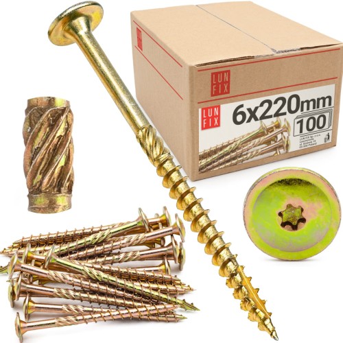 Wkręty ciesielskie talerzowe 5x220 do drewna WKCP 100szt.