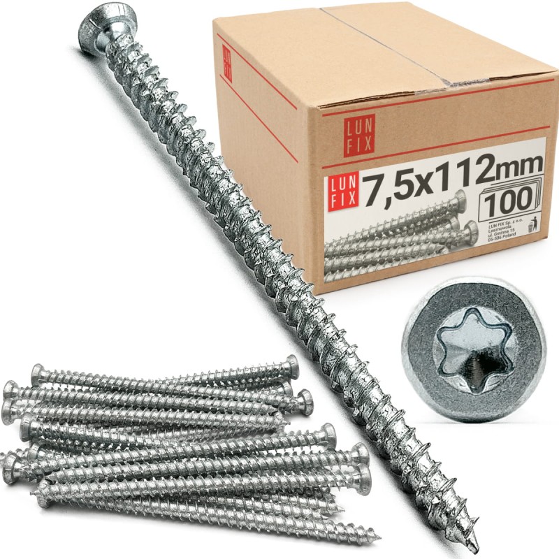 Wkręty do ościeżnic drzwi i okien 7,5x112mm ocynkowane 100szt.