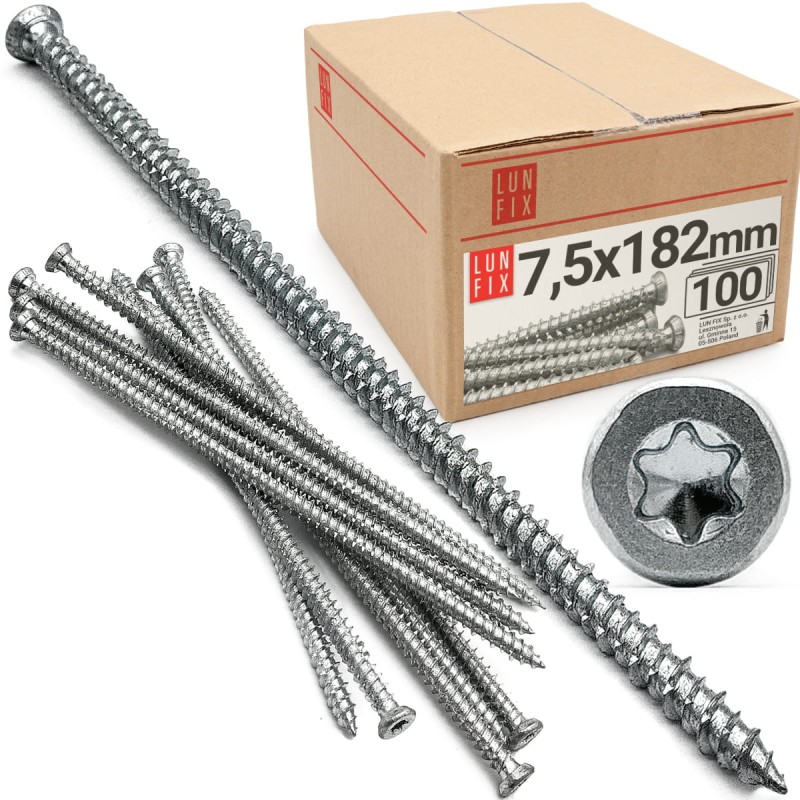 Wkręty do ościeżnic drzwi i okien 7,5x182mm ocynkowane 100szt.
