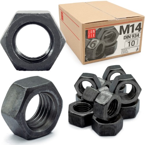 Nakrętka sześciokątna M14 DIN 934 klasa 6 czarna 10 szt.