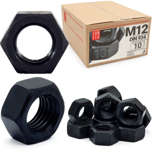 Nakrętka sześciokątna M12 DIN 934 klasa 10 czarna 10szt.