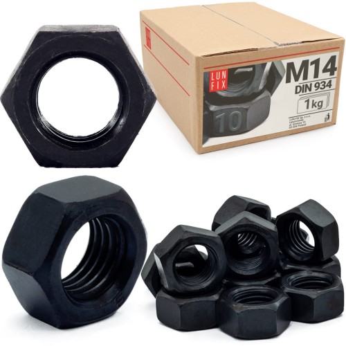 Nakrętka sześciokątna M14 DIN 934 klasa 10 czarna 1kg
