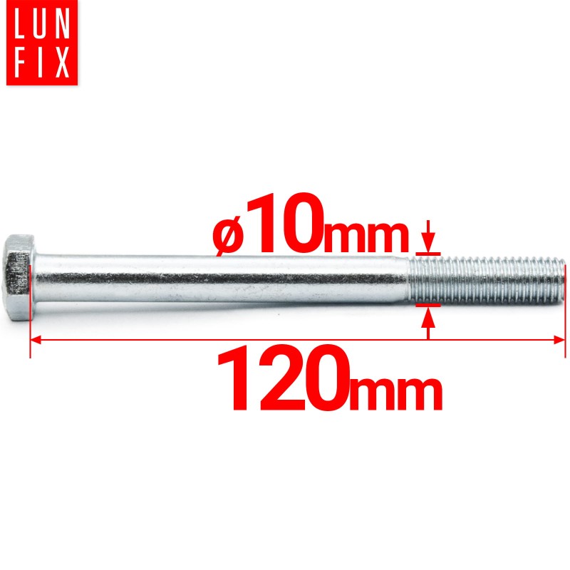 Śruba sześciokątna M10x120 ocynk DIN 931 klasa 5.8 półgwint 1kg