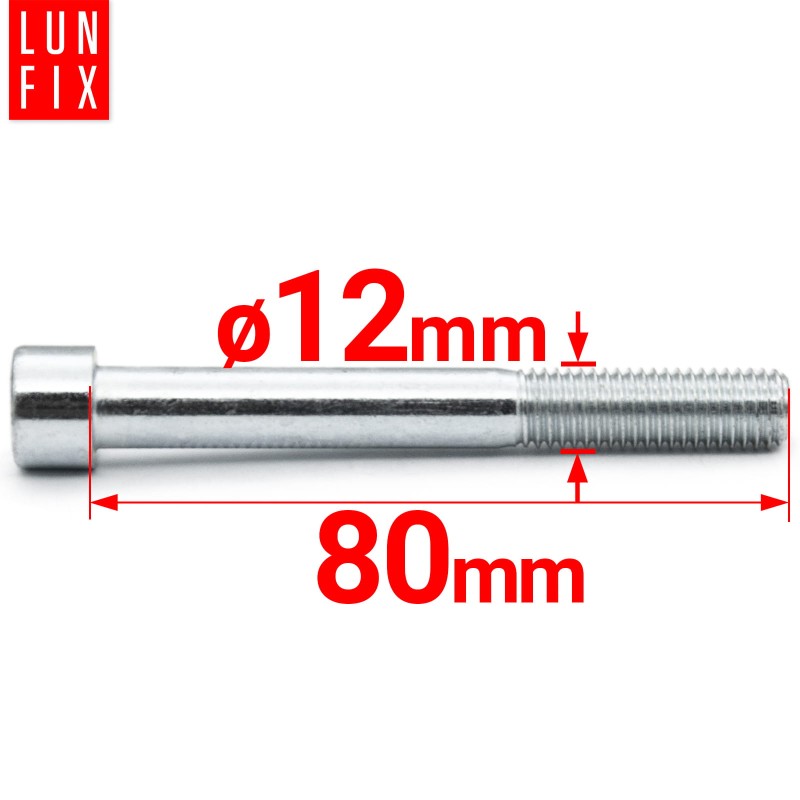 Śruby imbusowe M12x80 ocynkowane DIN912 klasa 8.8 1kg