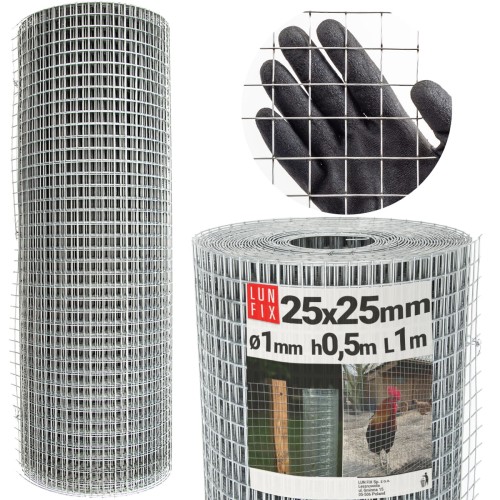 Siatka hodowlana 50cm 25x25 fi 1 mm zgrzewana ocynkowana 1mb