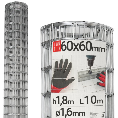 Siatka zgrzewana 180 cm oczko 60x60 fi 1,6mm ogrodzeniowa ocynkowana 10mb