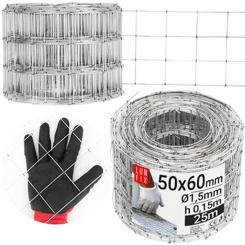 Siatka zbrojeniowa 50x60 ściany muru fi1,5mm 0,15x25m