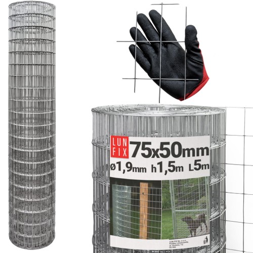 Siatka zgrzewana 150 cm oczko 75x50 fi 1,9mm ogrodzeniowa ocynkowana 5mb
