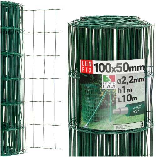 Siatka ogrodzeniowa zielona 100cm oczko 100x50 fi 2,2mm zgrzewana ocynkowana powlekana PCV 10mb