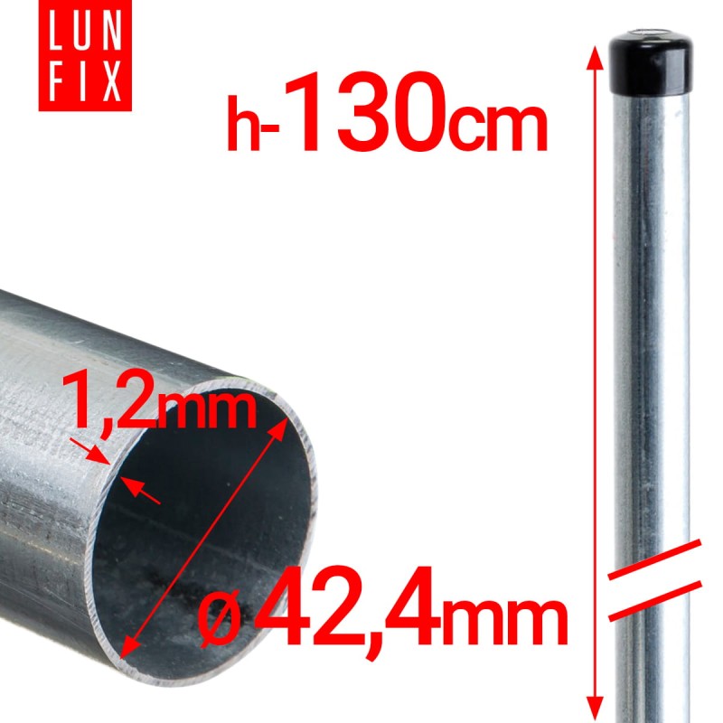 Słupek okrągły ogrodzeniowy ocynkowany fi 42,4mm 1,3m