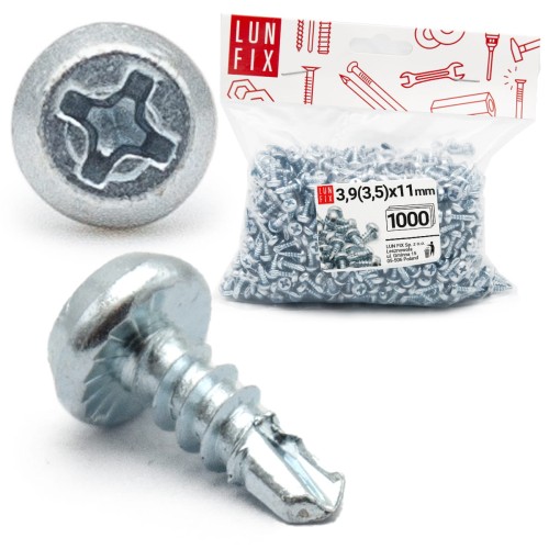 Wkręty samogwintujące 3,5x11mm pchełka pchełki do metalu W1PS 1000 szt.