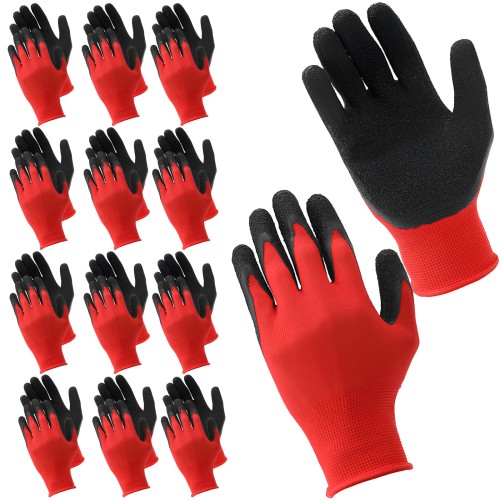 Rękawice robocze powlekane lateksem czerwone M 12szt.