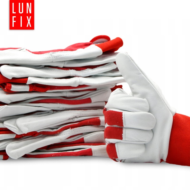 Rękawice robocze monterskie na rzep skórzane 8 M 12szt.