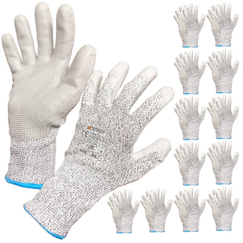 Rękawice robocze antyprzecięciowe bardzo mocne 9 L 12szt.