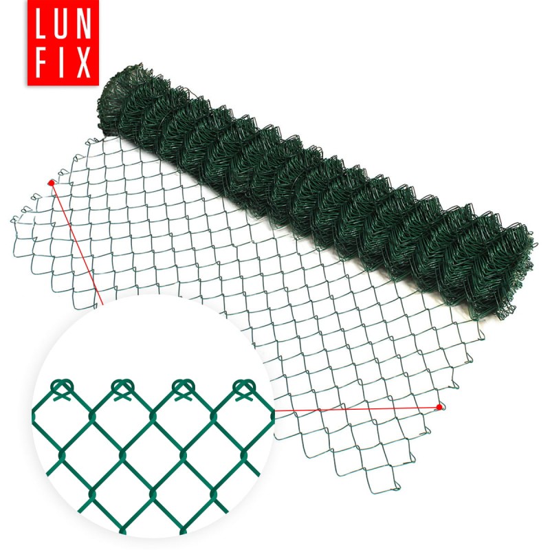 Siatka pleciona zielona 125cm oczko 50x50mm fi 2,5mm powlekana PVC 25mb