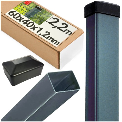 Słupek ogrodzeniowy 2,2m grafitowy 60x40x2mm