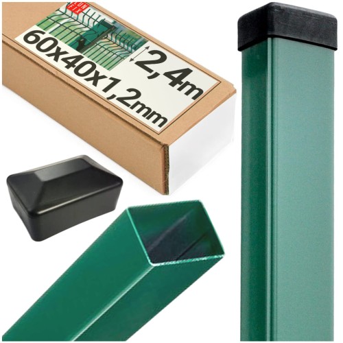 Słupek ogrodzeniowy 60x40 LUNBERG 60x40x2400 1,2mm grubości, zielony 240cm 2,4m