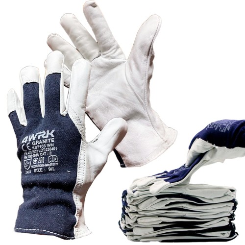 Rękawice robocze skórzane kozia skóra 8 M białe 12szt.