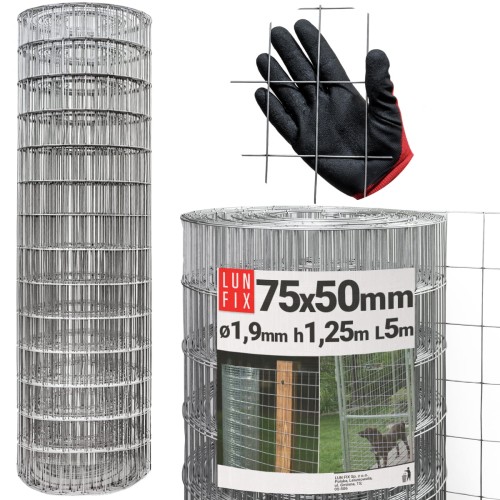 Siatka zgrzewana 125cm oczko 75x50 fi 1,9mm ogrodzeniowa ocynkowana 5mb