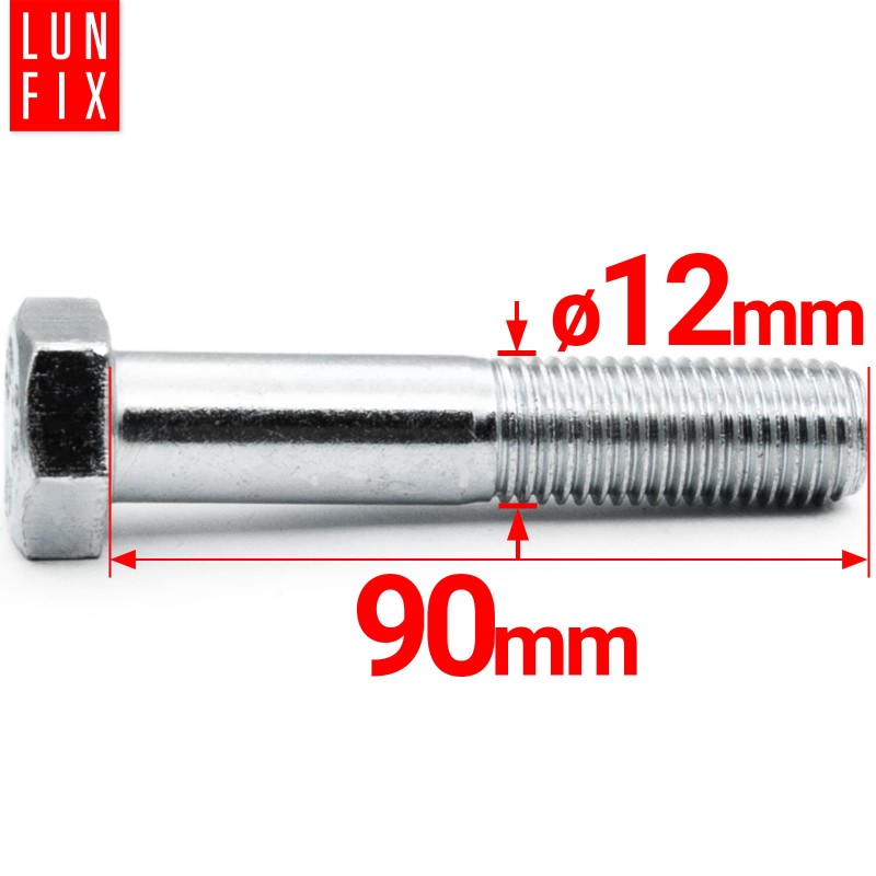 Śruba sześciokątna M12x90 ocynk DIN 931 klasa 8.8 półgwint 1kg