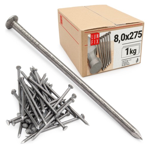 Gwoździe budowlane 8x275 mm 11 cali czarne 1kg