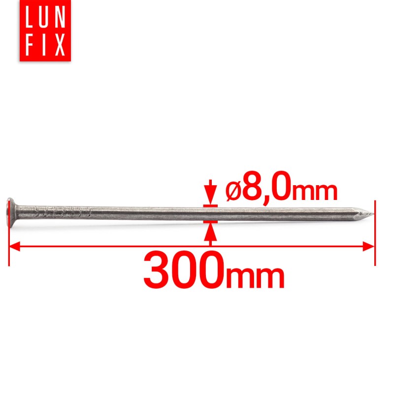 Gwoździe budowlane 8x300 mm 12 cali czarne 1kg
