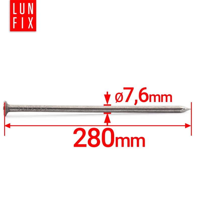 Gwoździe budowlane 7,6x280 mm czarne 5kg