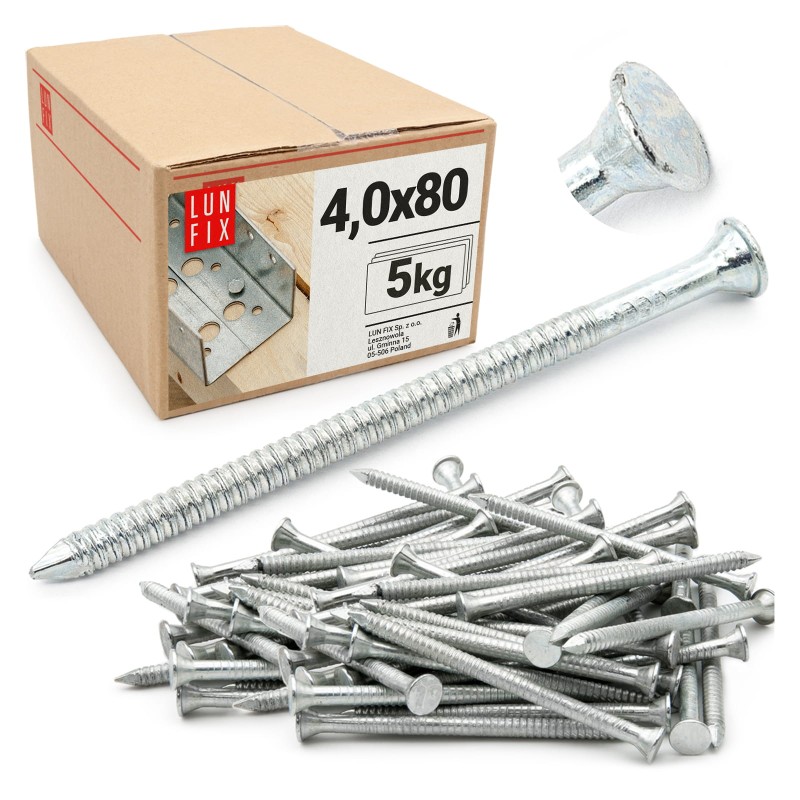 Gwoździe ciesielskie Anchor 4x80 mm 3 cale ocynkowane 5kg